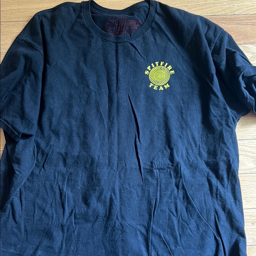 Spitfire Team Black Tee with Yellow Logo